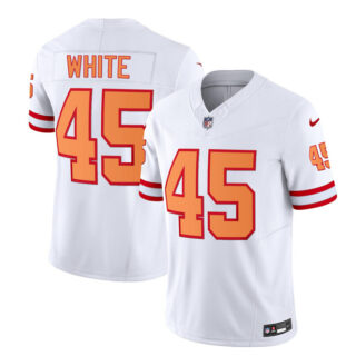 Men's Tampa Bay Buccaneers #45 Devin White 2023 F.U.S.E. White Throwback Limited Stitched Jersey
