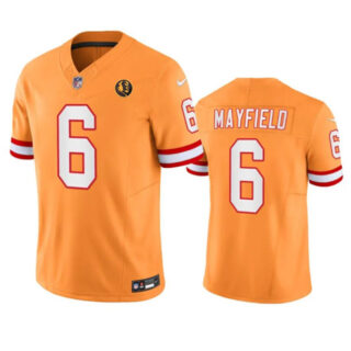 Men's Tampa Bay Buccaneers #6 Baker Mayfield Orange 2023 F.U.S.E. Throwback With John Madden Patch Vapor Limited Stitched Football Jersey