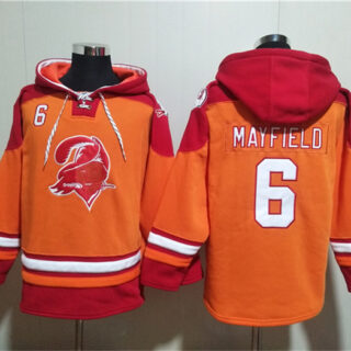 Men's Tampa Bay Buccaneers #6 Baker Mayfield Orange Red Ageless Must-Have Lace-Up Pullover Hoodie