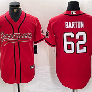 Men's Tampa Bay Buccaneers #62 Graham Barton Red Cool Base Stitched Baseball Jersey