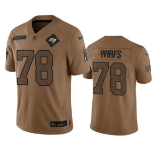 Men's Tampa Bay Buccaneers #78 Tristan Wirfs 2023 Brown Salute To Service Limited Stitched Jersey