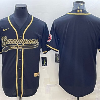 Men's Tampa Bay Buccaneers Blank Black Gold With Patch Cool Base Stitched Baseball Jersey