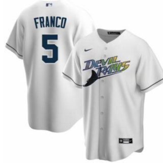 Men's Tampa Bay Devil Rays #5 Wander Franco White Cool Base Stitched Jersey