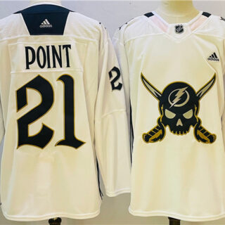 Men's Tampa Bay Lightning #21 Brayden Point White Stitched Jersey