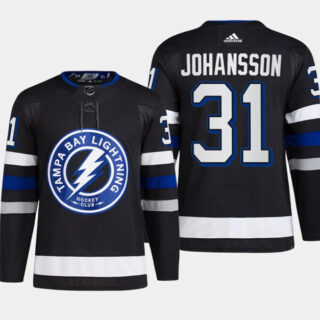 Men's Tampa Bay Lightning #31 Jonas Johansson Black Alternate Premier Breakaway Stitched Jersey
