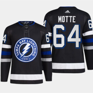 Men's Tampa Bay Lightning #64 Tyler Motte Black Alternate Premier Breakaway Stitched Jersey