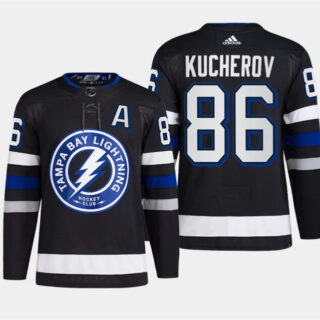 Men's Tampa Bay Lightning #86 Nikita Kucherov Black Alternate Premier Breakaway Stitched Jersey