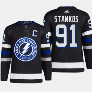 Men's Tampa Bay Lightning #91 Steven Stamkos Black Alternate Premier Breakaway Stitched Jersey