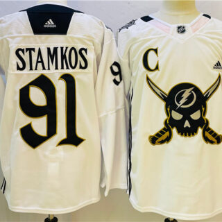 Men's Tampa Bay Lightning #91 Steven Stamkos White Stitched Jersey