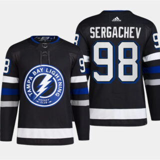 Men's Tampa Bay Lightning #98 Mikhail Sergachev Black Alternate Premier Breakaway Stitched Jersey