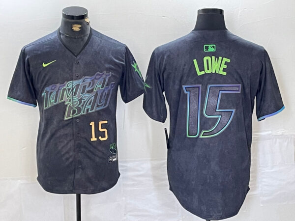 Men's Tampa Bay Rays #15 Josh Lowe Charcoal 2024 City Connect Limited Stitched Jerseys