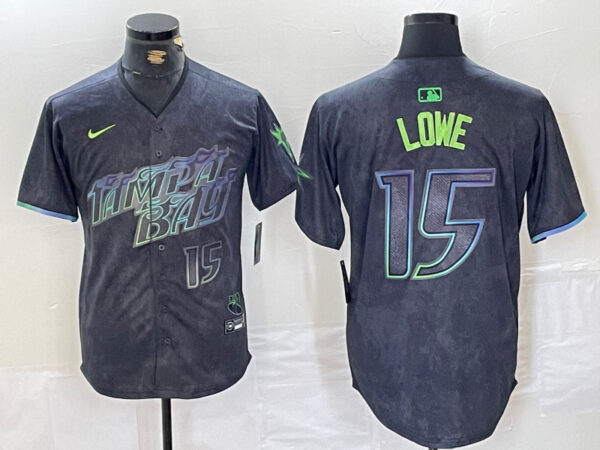 Men's Tampa Bay Rays #15 Josh Lowe Charcoal 2024 City Connect Limited Stitched Jerseys