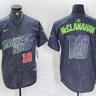 Men's Tampa Bay Rays #18 Shane McClanahan Charcoal 2024 City Connect Limited Stitched Baseball Jersey