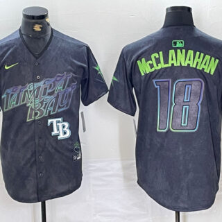 Men's Tampa Bay Rays #18 Shane McClanahan Charcoal 2024 City Connect Limited Stitched Baseball Jersey
