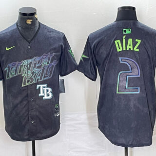 Men's Tampa Bay Rays #2 Yandy Díaz Charcoal 2024 City Connect Limited Stitched Baseball Jersey