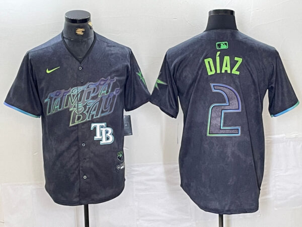 Men's Tampa Bay Rays #2 Yandy Díaz Charcoal 2024 City Connect Limited Stitched Baseball Jersey