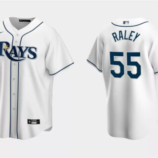 Men's Tampa Bay Rays #55 Luke Raley White Cool Base Stitched Baseball Jersey