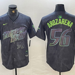 Men's Tampa Bay Rays #56 Randy Arozarena Charcoal 2024 City Connect Limited Stitched Baseball Jersey