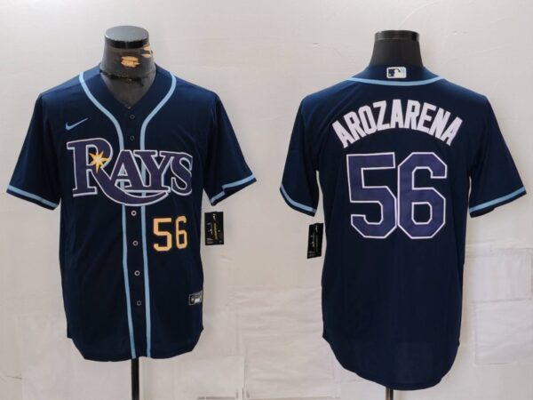 Men's Tampa Bay Rays #56 Randy Arozarena Navy Cool Base Stitched Baseball Jerseys