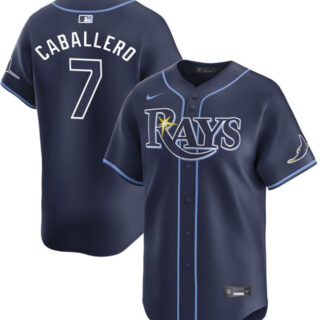 Men's Tampa Bay Rays #7 José Caballero Navy 2024 Away Limited Stitched Baseball Jersey