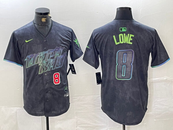 Men's Tampa Bay Rays #8 Brandon Lowe Charcoal 2024 City Connect Limited Stitched jerseys 1