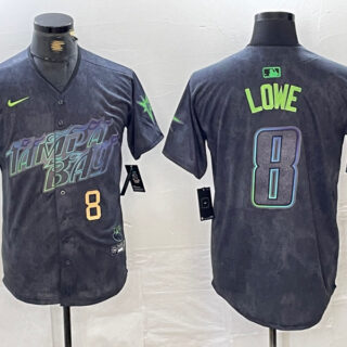 Men's Tampa Bay Rays #8 Brandon Lowe Charcoal 2024 City Connect Limited Stitched jerseys 2