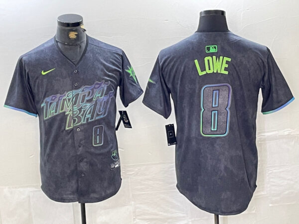 Men's Tampa Bay Rays #8 Brandon Lowe Charcoal 2024 City Connect Limited Stitched jerseys