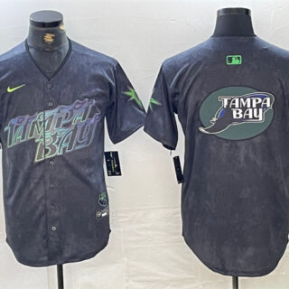 Men's Tampa Bay Rays Team Big Logo Charcoal 2024 City Connect Limited Stitched Baseball Jersey
