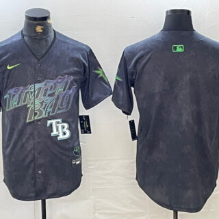 Men's Tampa Bay Rays Team Big Logo Charcoal 2024 City Connect Limited Stitched Baseball JerseyS 2