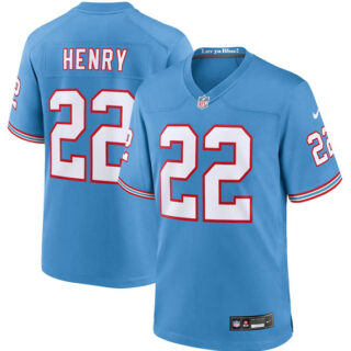 Men's Tennessee Titans #22 Derrick Henry Light Blue Throwback Player Stitched Game Jersey