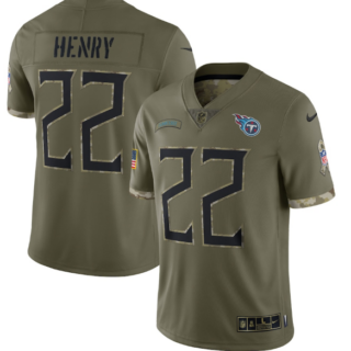 Men's Tennessee Titans #22 Derrick Henry Olive 2022 Salute To Service Limited Stitched Jersey