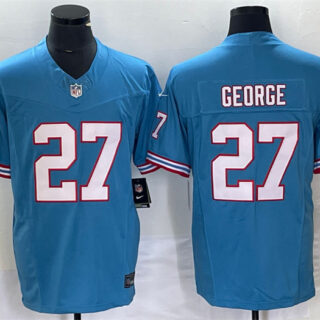 Men's Tennessee Titans #27 Eddie George Light Blue 2023 F.U.S.E. Vapor Limited Throwback Stitched Football Jersey