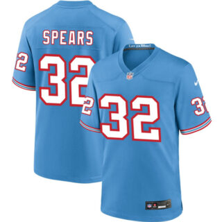 Men's Tennessee Titans #32 Tyjae Spears Blue Throwback Stitched Game Football Jersey
