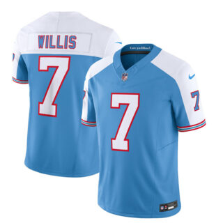 Men's Tennessee Titans #7 Malik Willis Blue White 2023 F.U.S.E. Vapor Limited Throwback Stitched Football Jersey