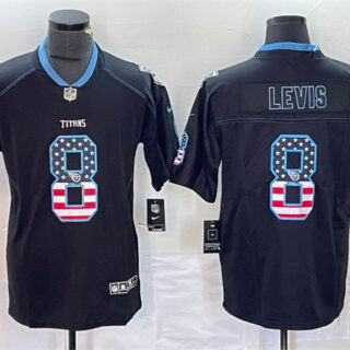 Men's Tennessee Titans #8 Will Levis Black 2018 USA Flag Color Rush Limited Stitched Jersey