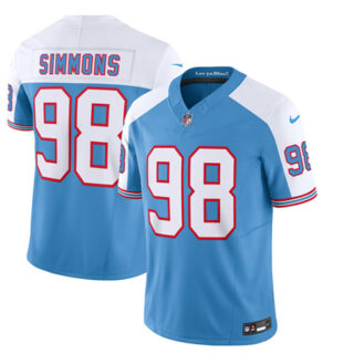 Men's Tennessee Titans #98 Jeffery Simmons Blue White 2023 F.U.S.E. Vapor Limited Throwback Stitched Football Jersey