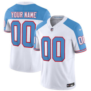 Men's Tennessee Titans Active Player Custom White Blue 2023 F.U.S.E. Vapor Limited Throwback Stitched Football Jersey