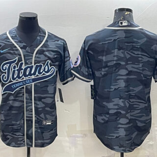 Men's Tennessee Titans Blank Grey Camo With Patch Cool Base Stitched Baseball Jersey