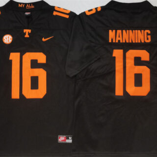 Men's Tennessee Vols #16 Peyton Manning Black Stitched Jersey