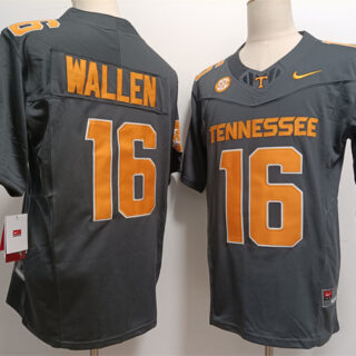 Men's Tennessee Volunteers #16 Morgan Wallen Grey F.U.S.E Stitched Jersey