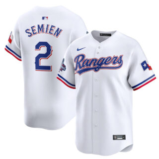 Men's Texas Rangers #2 Marcus Semien White 2023 World Series Champions Stitched Baseball Jersey