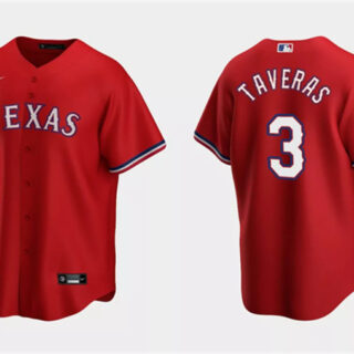 Men's Texas Rangers #3 Leody Taveras Red Cool Base Stitched Baseball Jersey
