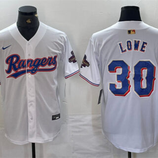 Men's Texas Rangers #30 Nathaniel Lowe White Gold Cool Base Stitched Baseball Jersey