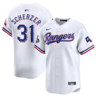 Men's Texas Rangers #31 Max Scherzer White 2023 World Series Champions Stitched Baseball Jersey