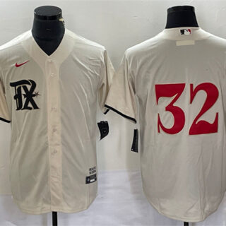 Men's Texas Rangers #32 Evan Carter Cream 2023 City Connect Stitched Baseball Jersey
