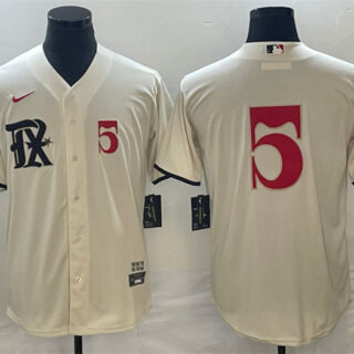 Men's Texas Rangers #5 Corey Seager Cream 2023 City Connect With Patch Stitched Baseball Jersey