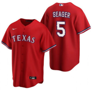 Men's Texas Rangers #5 Corey Seager Red Cool Base Stitched Baseball Jersey