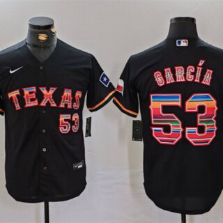 Men's Texas Rangers #53 Adolis García Black Mexico Cool Base Stitched Baseball Jersey