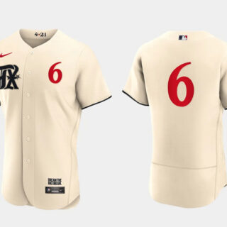 Men's Texas Rangers #6 Josh Jung Cream 2023 City Connect Flex Base Stitched Baseball Jersey