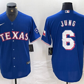 Men's Texas Rangers #6 Josh Jung Royal Cool Base Stitched Baseball Jersey